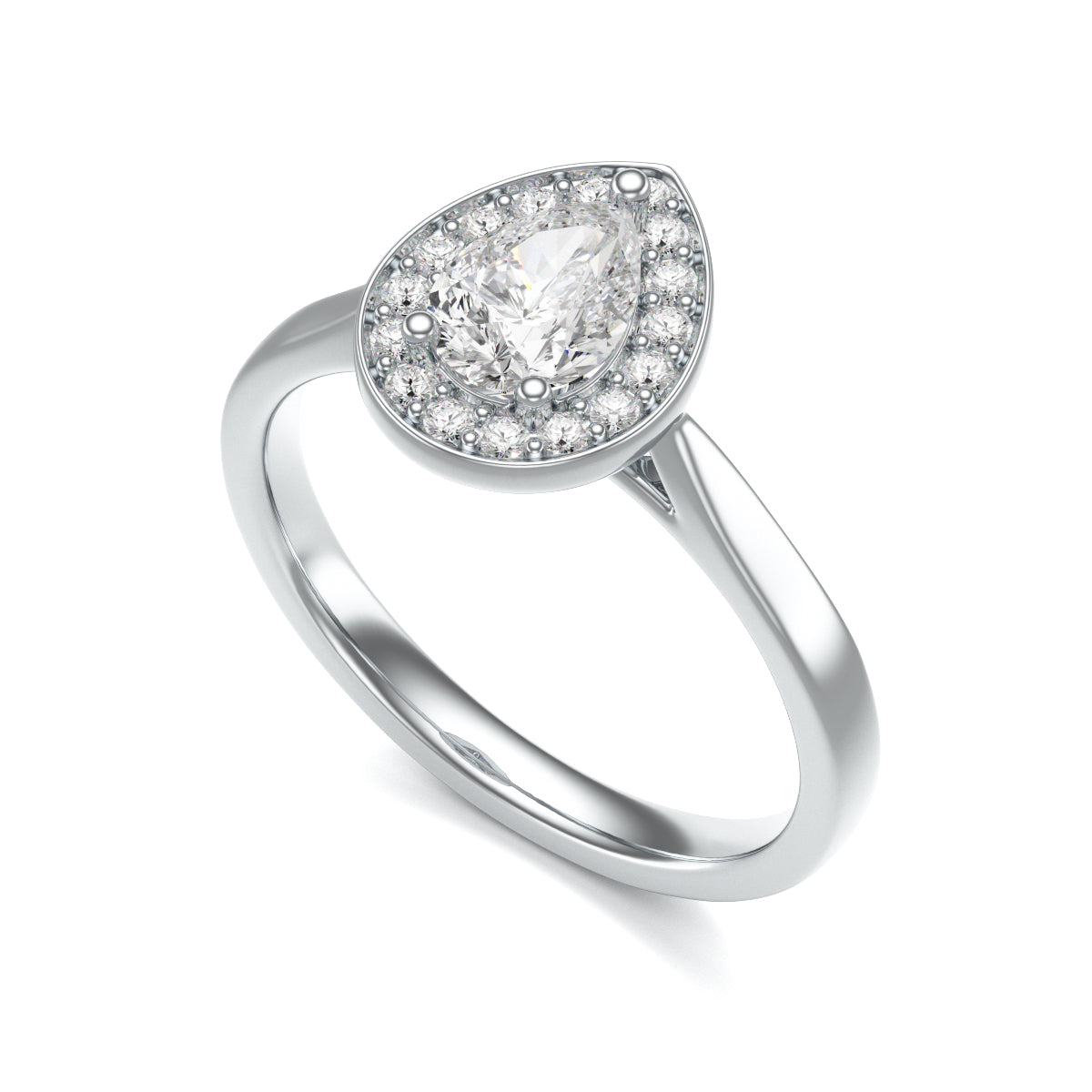 Pear Shaped Halo Diamond Engagement Ring