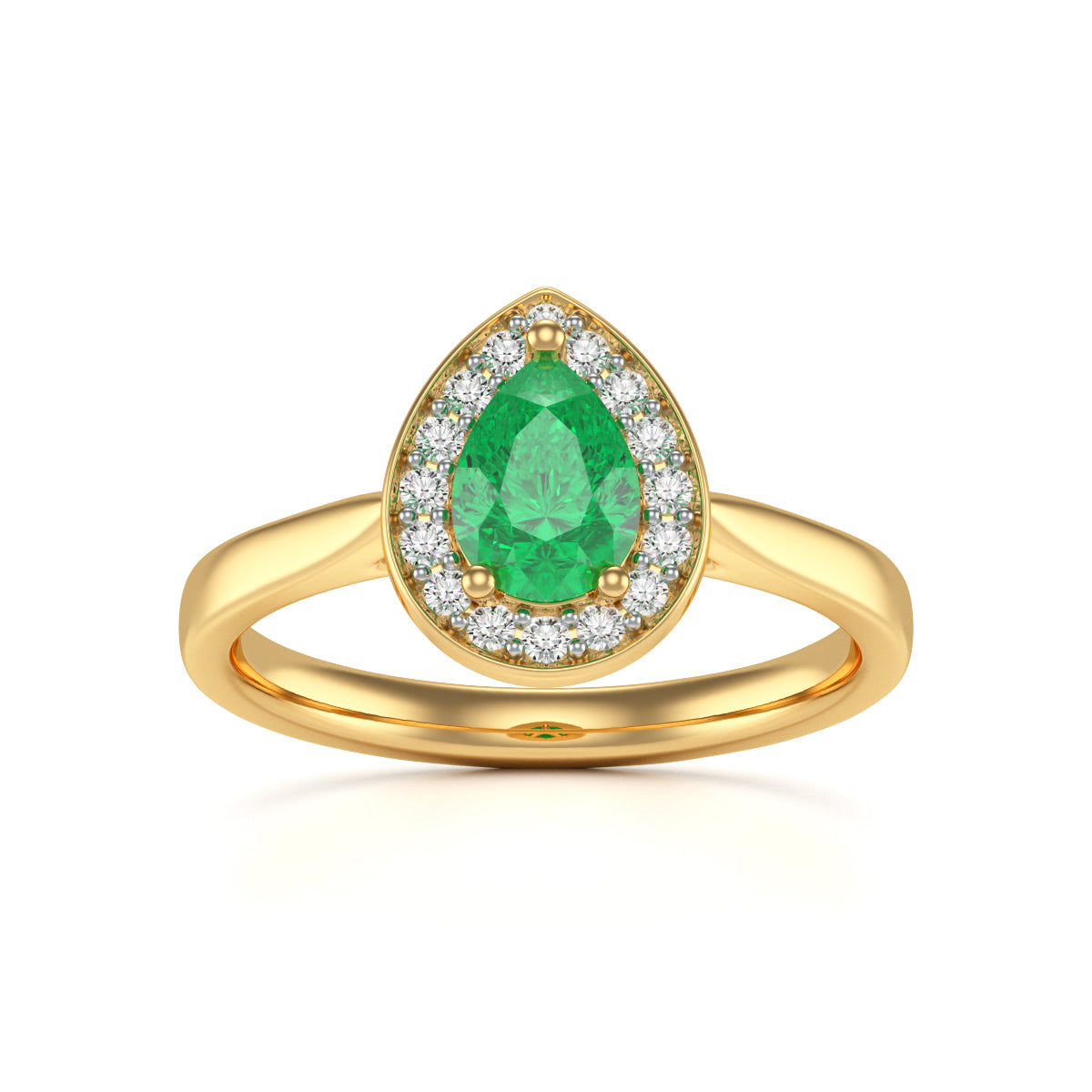 Pear Shaped Emerald Diamond Halo Ring