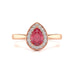 Pear Shape Halo Ruby Engagement Ring - Diamond in 18ct Gold and Platinum