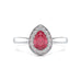 Pear Shape Halo Ruby Engagement Ring - Diamond in 18ct Gold and Platinum