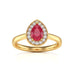 Pear Shape Halo Ruby Engagement Ring - Diamond in 18ct Gold and Platinum