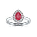 Pear Shape Halo Ruby Engagement Ring - Diamond in 18ct Gold and Platinum