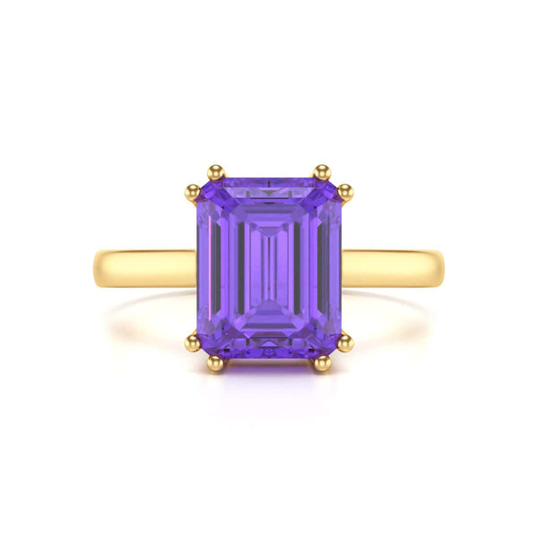 Emerald Cut Amethyst Solitaire Dress Ring