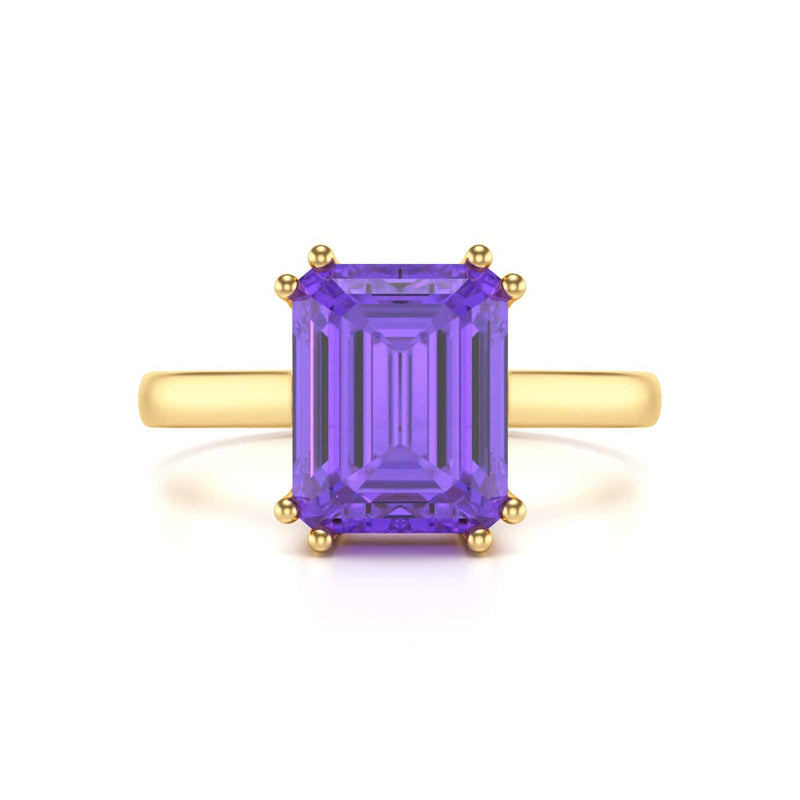 Emerald Cut Amethyst Solitaire Dress Ring