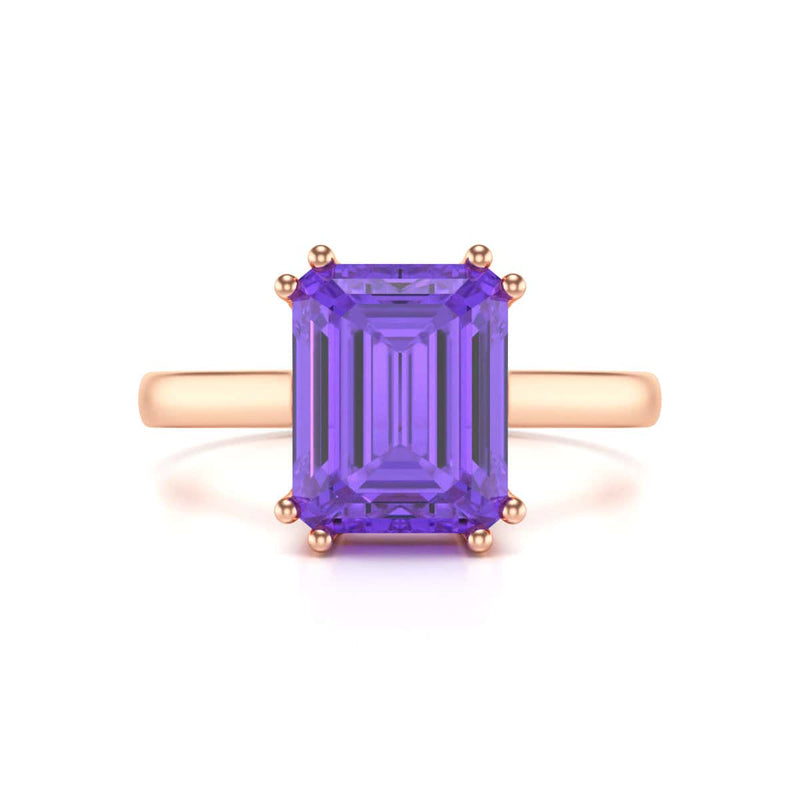 Emerald Cut Amethyst Solitaire Dress Ring