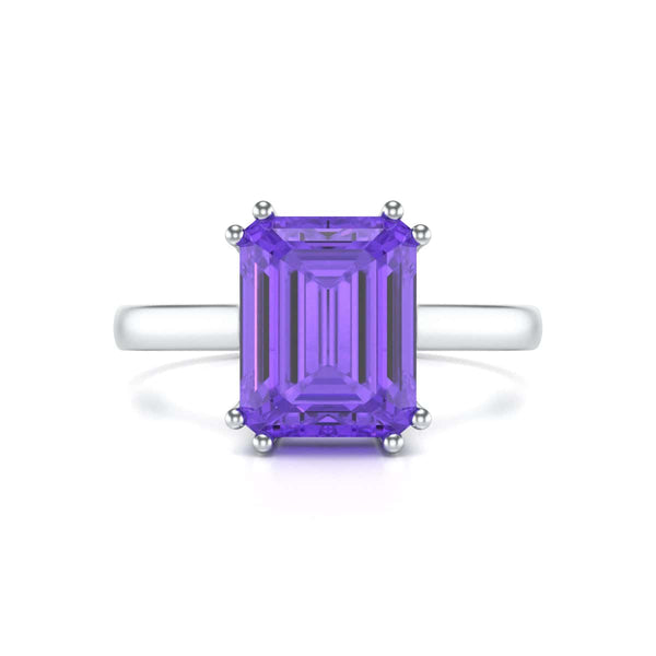 Emerald Cut Amethyst Solitaire Dress Ring