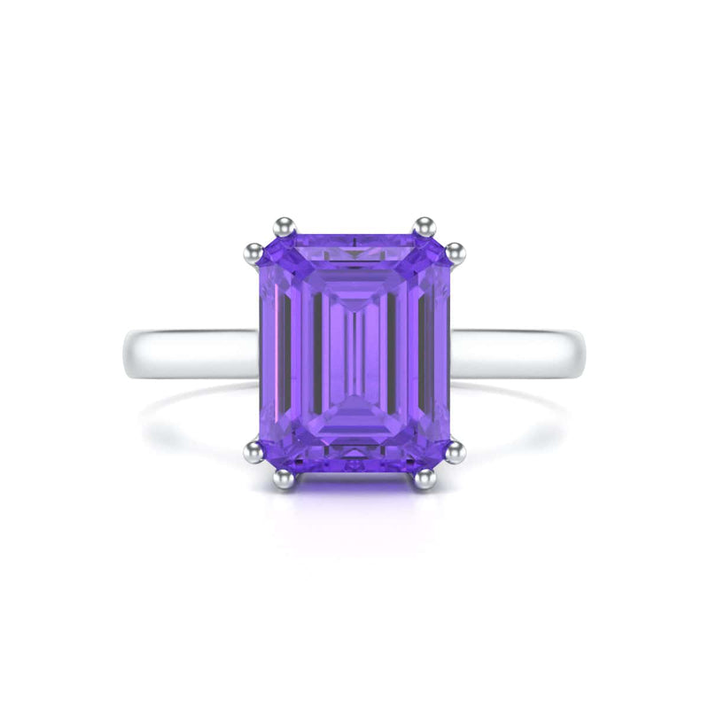 Emerald Cut Amethyst Solitaire Dress Ring