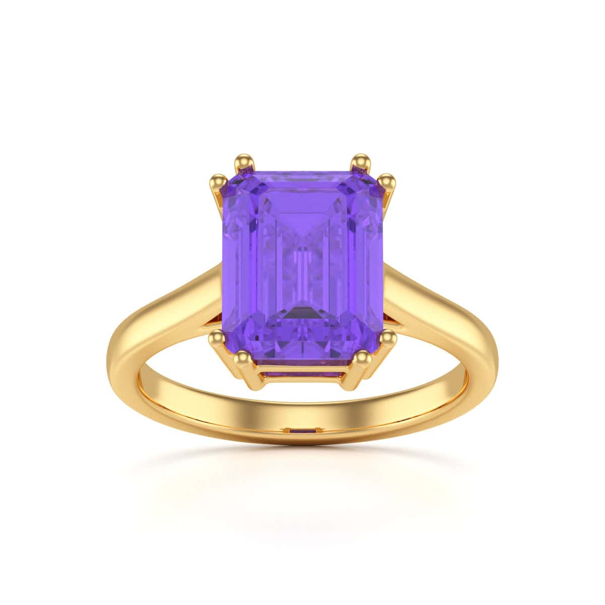 Emerald Cut Amethyst Solitaire Dress Ring