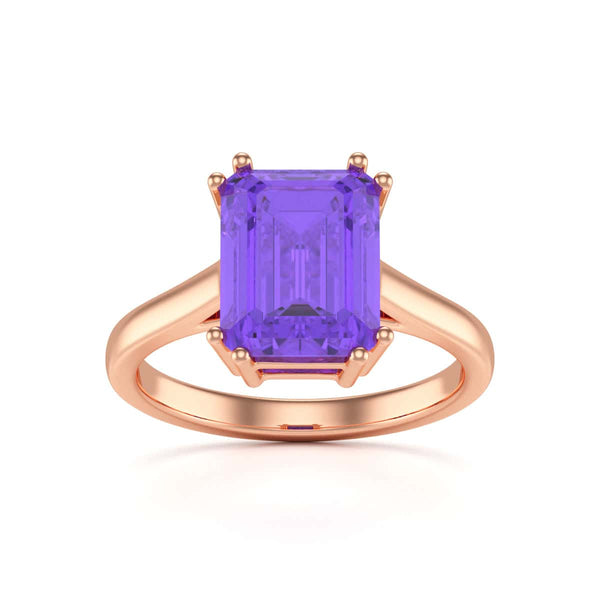 Emerald Cut Amethyst Solitaire Dress Ring