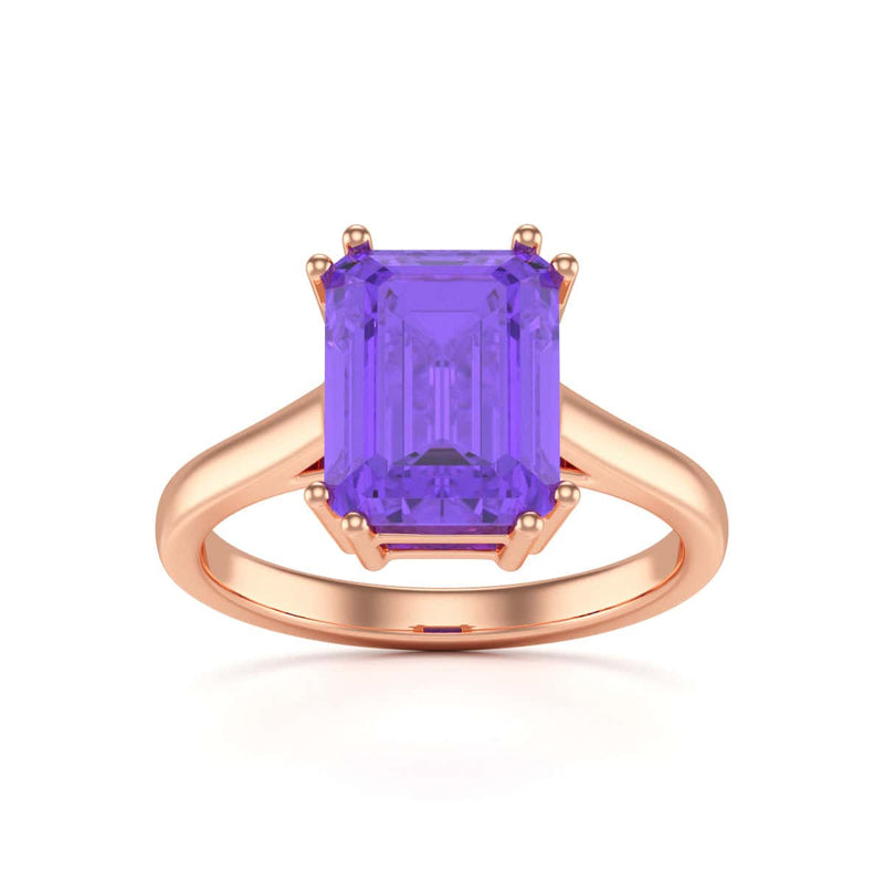 Emerald Cut Amethyst Solitaire Dress Ring