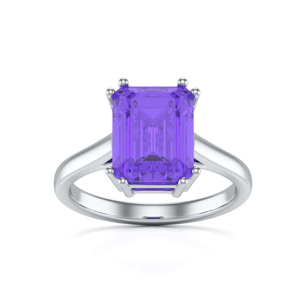 Emerald Cut Amethyst Solitaire Dress Ring