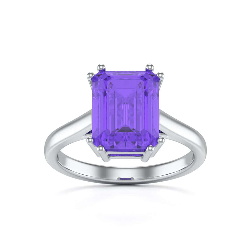 Emerald Cut Amethyst Solitaire Dress Ring