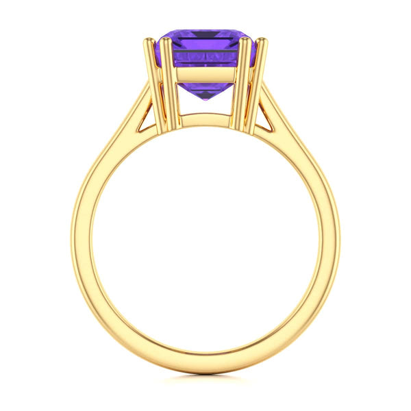Emerald Cut Amethyst Solitaire Dress Ring