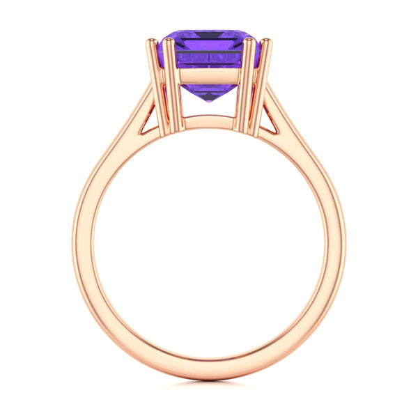 Emerald Cut Amethyst Solitaire Dress Ring