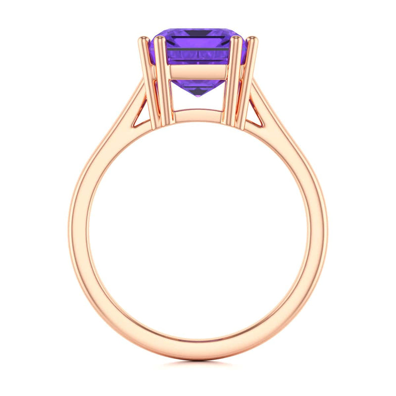Emerald Cut Amethyst Solitaire Dress Ring