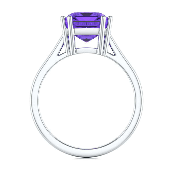 Emerald Cut Amethyst Solitaire Dress Ring