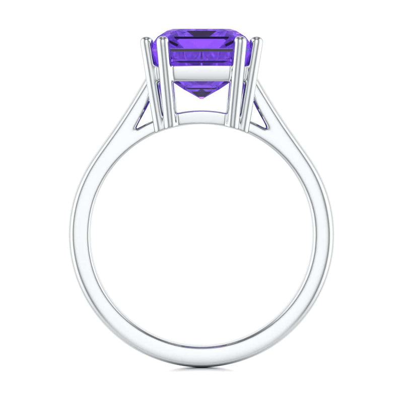 Emerald Cut Amethyst Solitaire Dress Ring