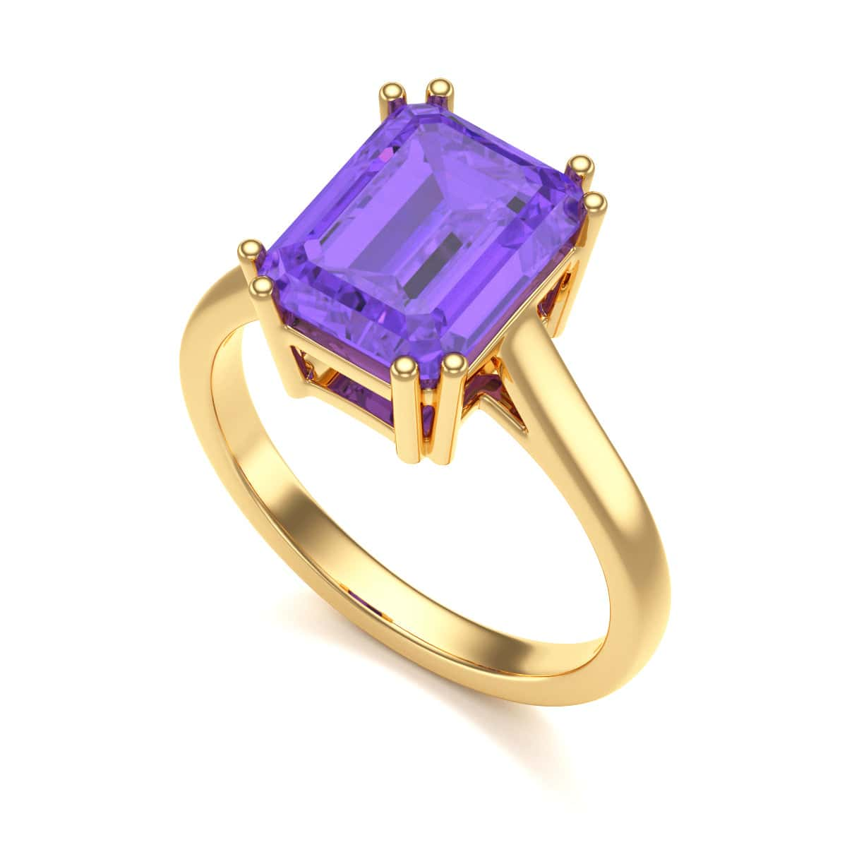 Emerald Cut Amethyst Solitaire Dress Ring