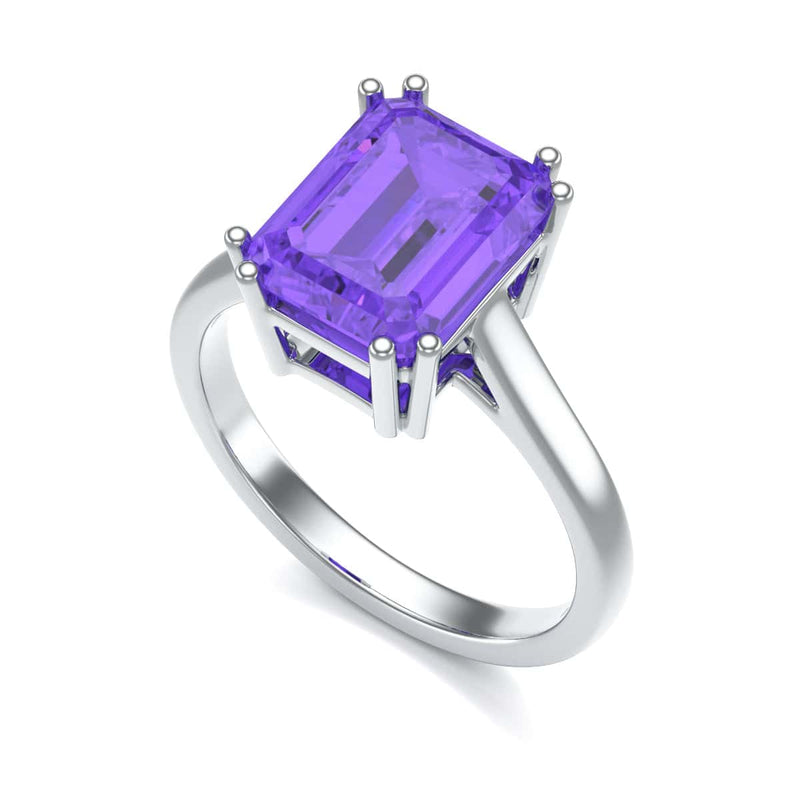 Emerald Cut Amethyst Solitaire Dress Ring