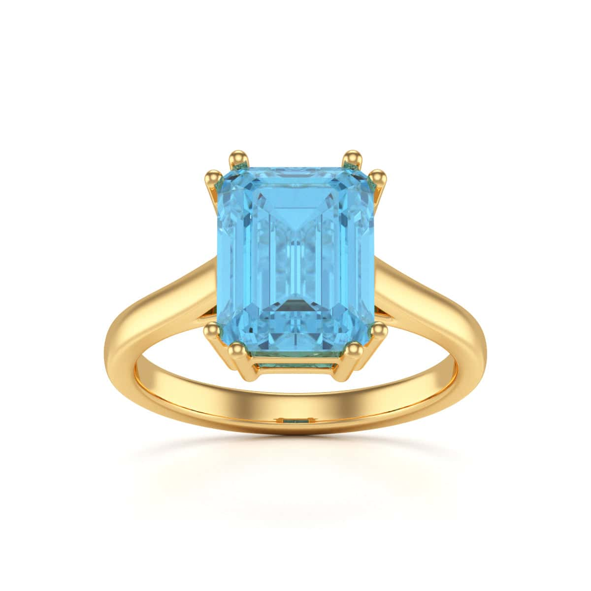 Emerald Cut Blue Topaz Solitaire Dress Ring