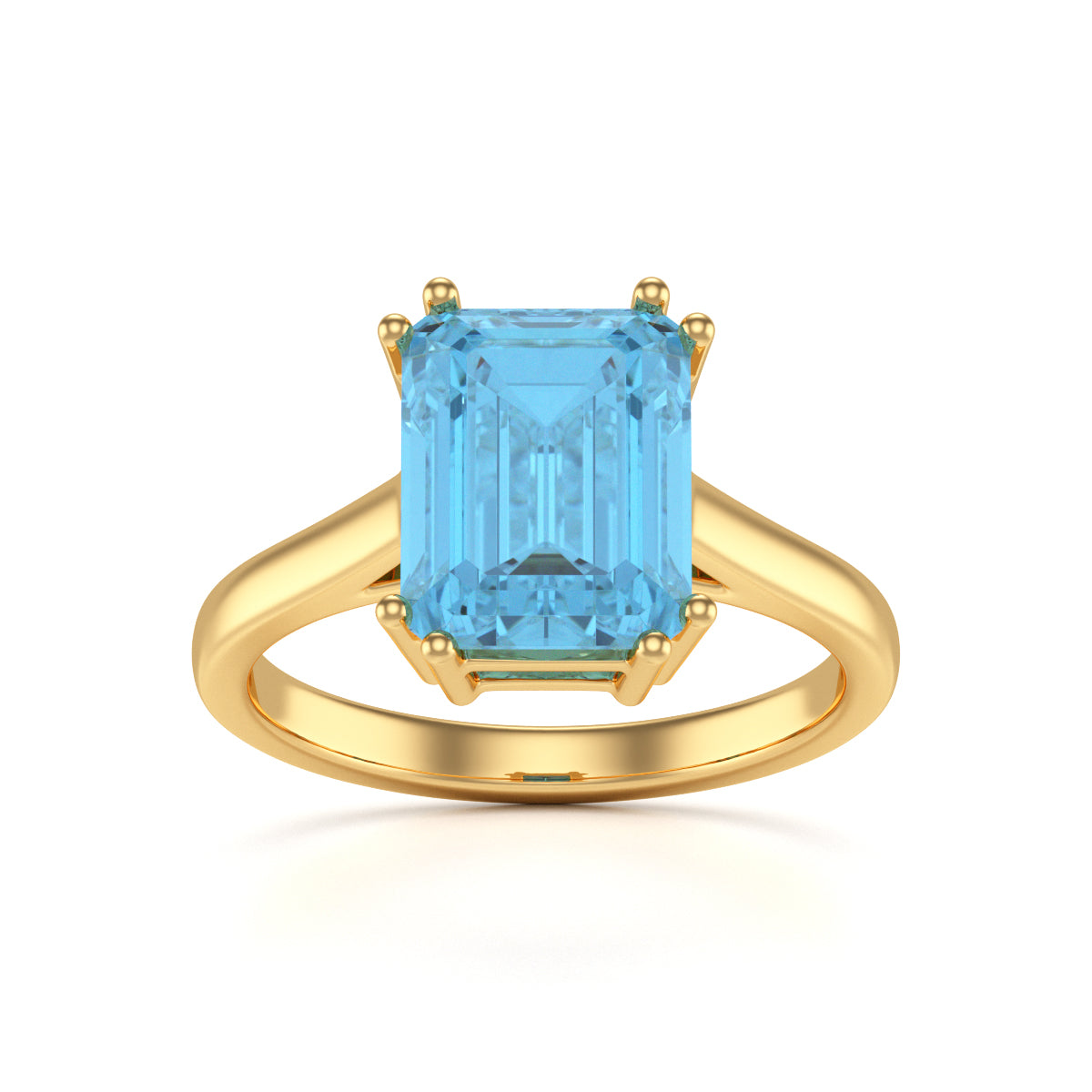 Emerald Cut Blue Topaz Solitaire Dress Ring