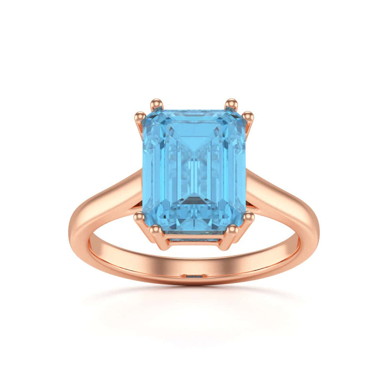 Emerald Cut Blue Topaz Solitaire Dress Ring
