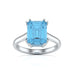Emerald Cut Blue Topaz Solitaire Dress Ring