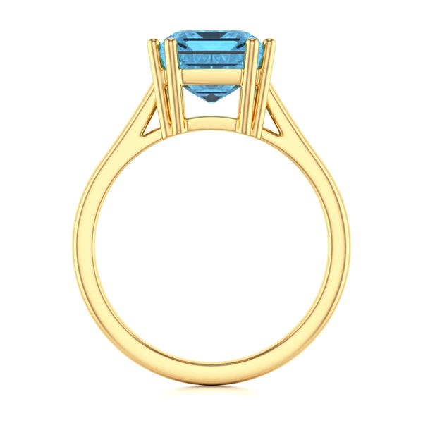 Emerald Cut Blue Topaz Solitaire Dress Ring