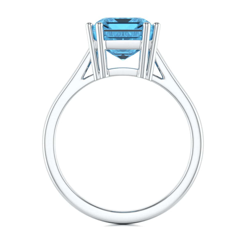 Emerald Cut Blue Topaz Solitaire Dress Ring
