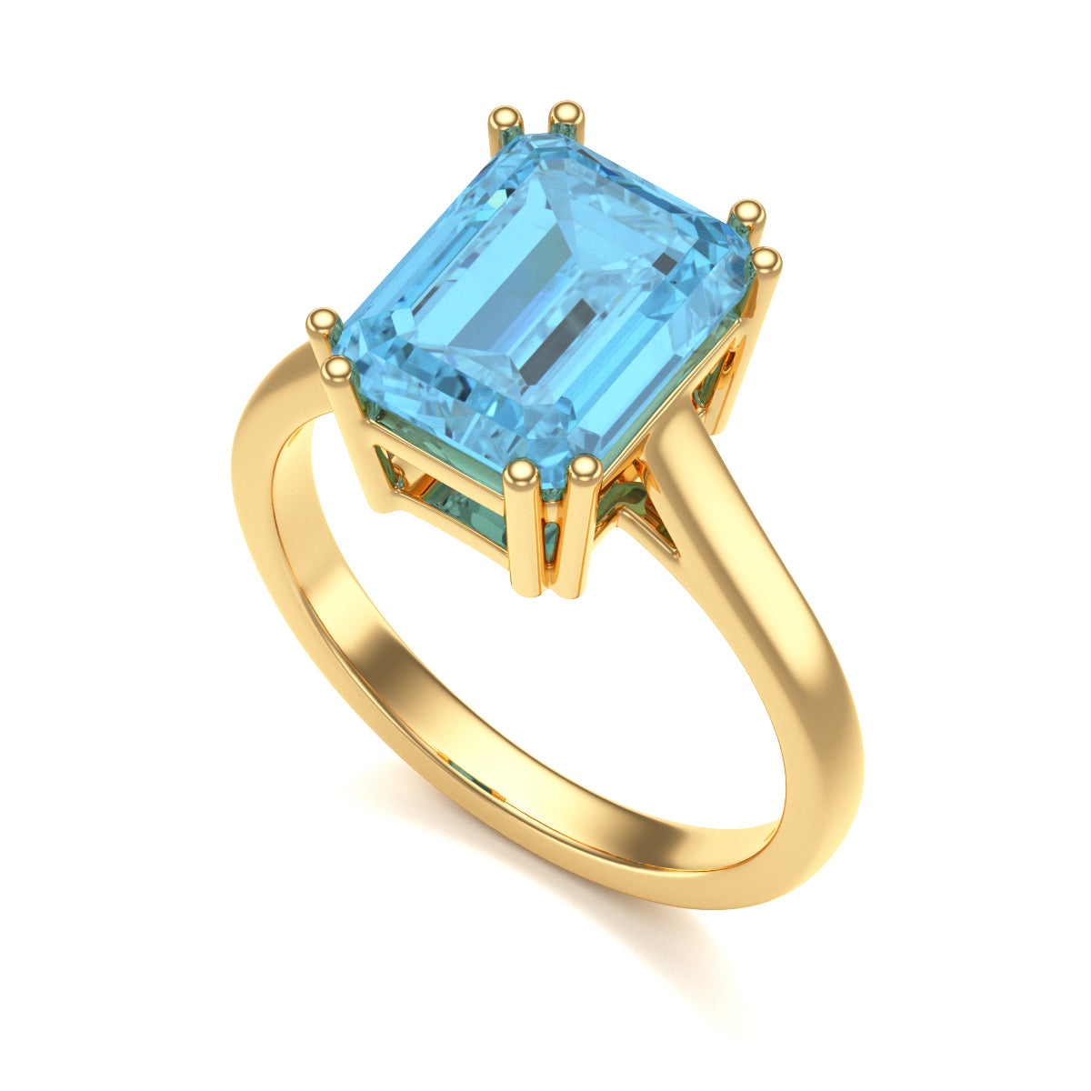 Emerald Cut Blue Topaz Solitaire Dress Ring
