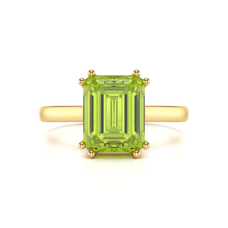 Emerald Cut Peridot Solitaire Dress Ring