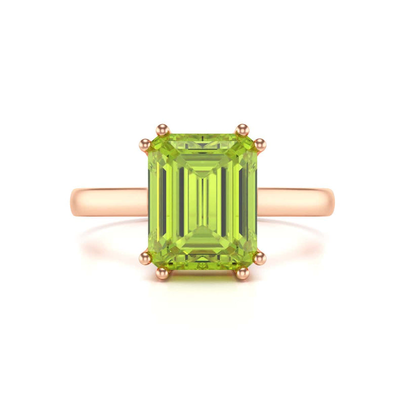 Emerald Cut Peridot Solitaire Dress Ring