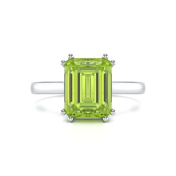 Emerald Cut Peridot Solitaire Dress Ring