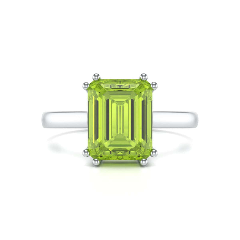 Emerald Cut Peridot Solitaire Dress Ring