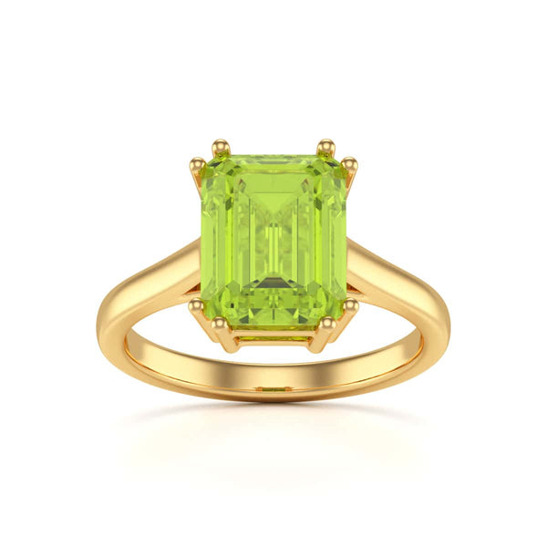 Emerald Cut Peridot Solitaire Dress Ring