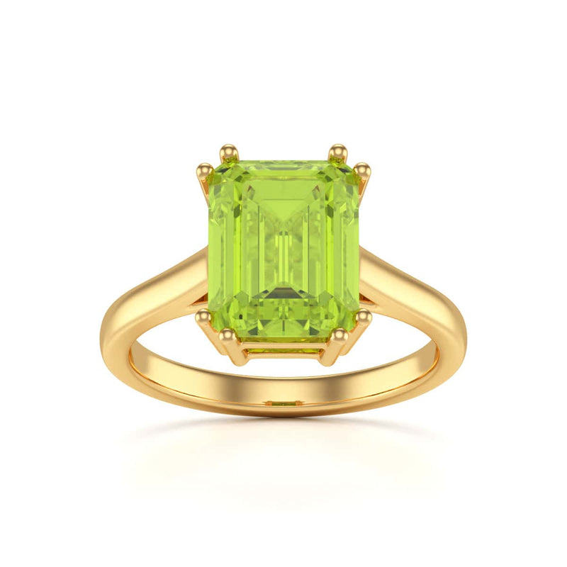 Emerald Cut Peridot Solitaire Dress Ring