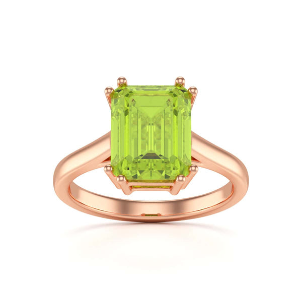 Emerald Cut Peridot Solitaire Dress Ring