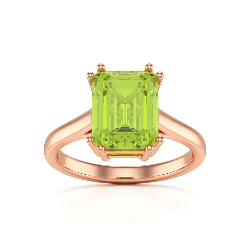 Emerald Cut Peridot Solitaire Dress Ring