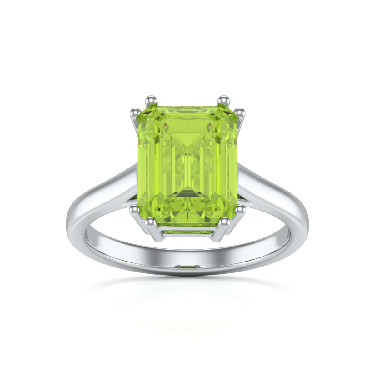 Emerald Cut Peridot Solitaire Dress Ring