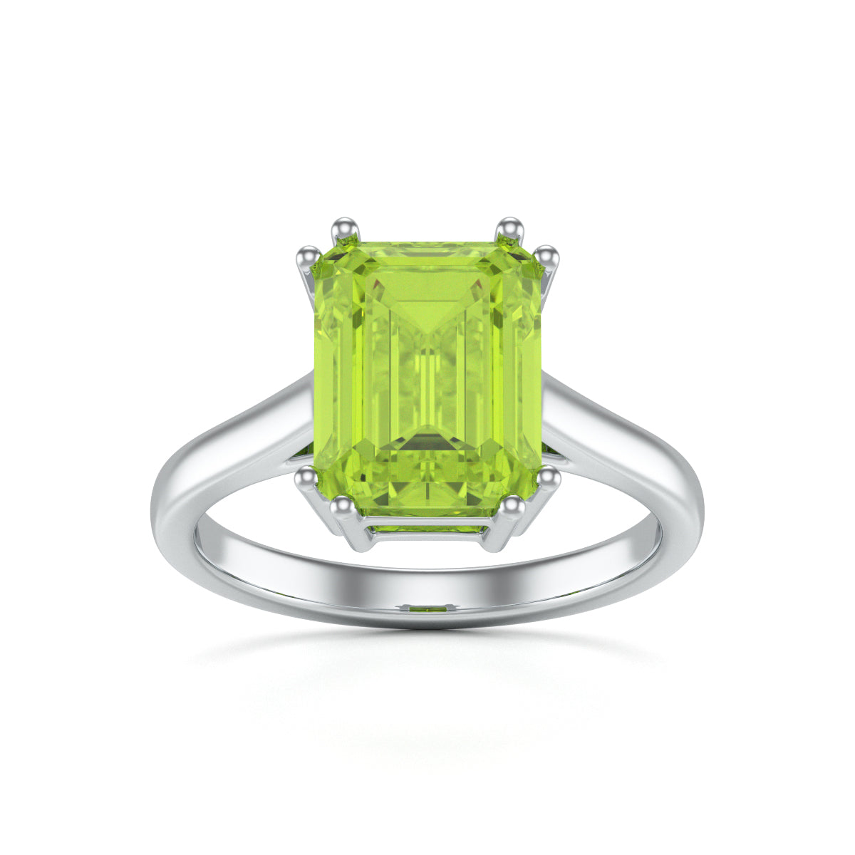 Emerald Cut Peridot Solitaire Dress Ring