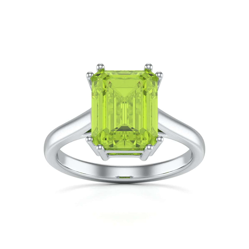 Emerald Cut Peridot Solitaire Dress Ring