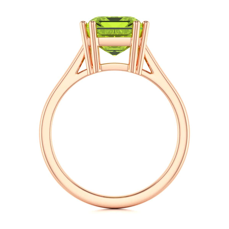 Emerald Cut Peridot Solitaire Dress Ring