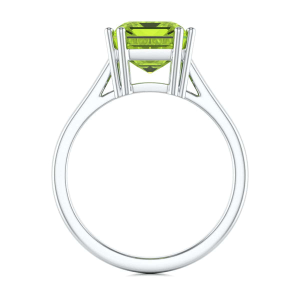 Emerald Cut Peridot Solitaire Dress Ring