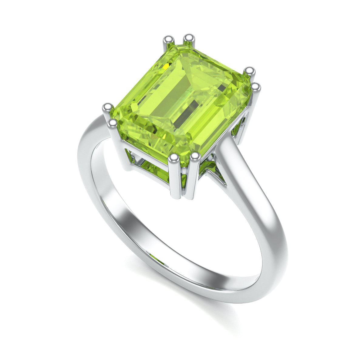 Emerald Cut Peridot Solitaire Dress Ring