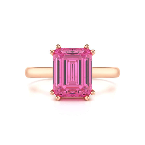 Emerald Cut Pink Topaz Solitaire Dress Ring