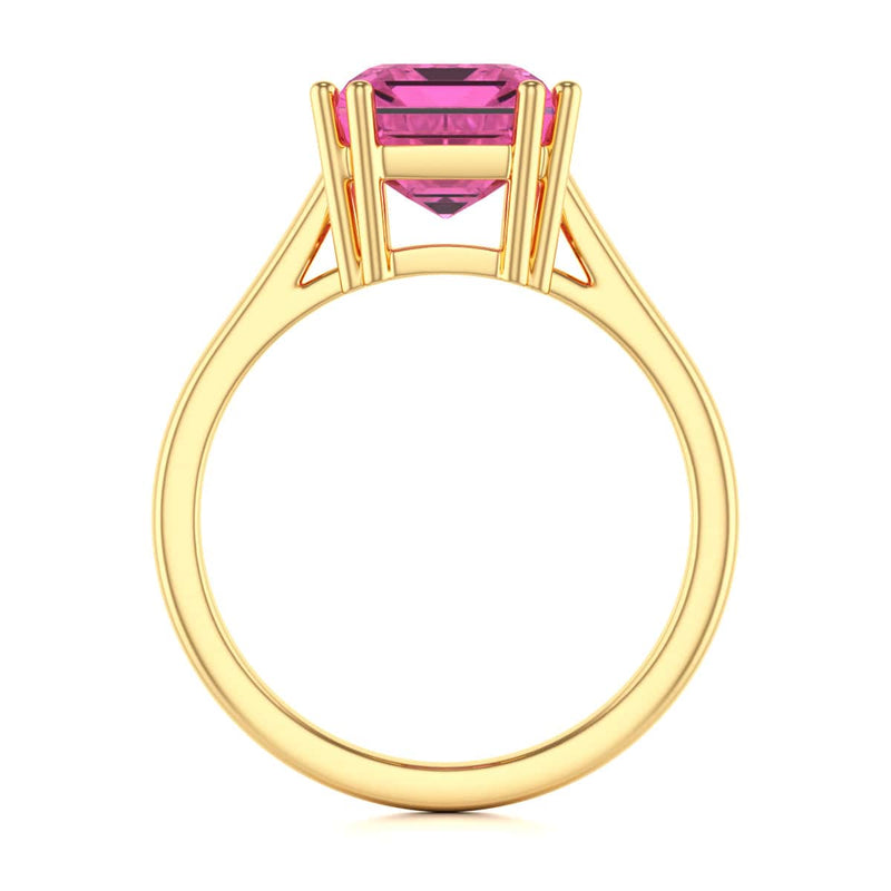 Emerald Cut Pink Topaz Solitaire Dress Ring