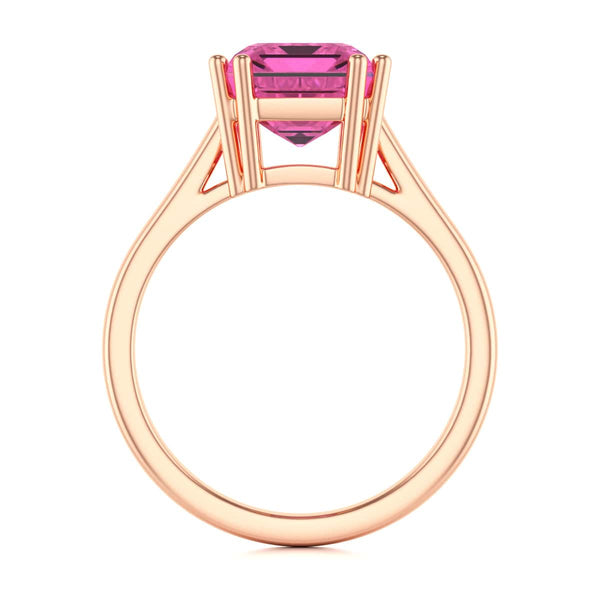 Emerald Cut Pink Topaz Solitaire Dress Ring