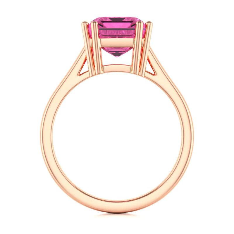 Emerald Cut Pink Topaz Solitaire Dress Ring