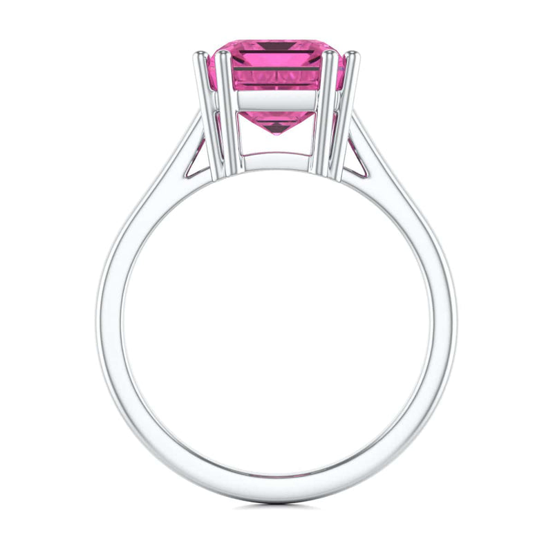 Emerald Cut Pink Topaz Solitaire Dress Ring