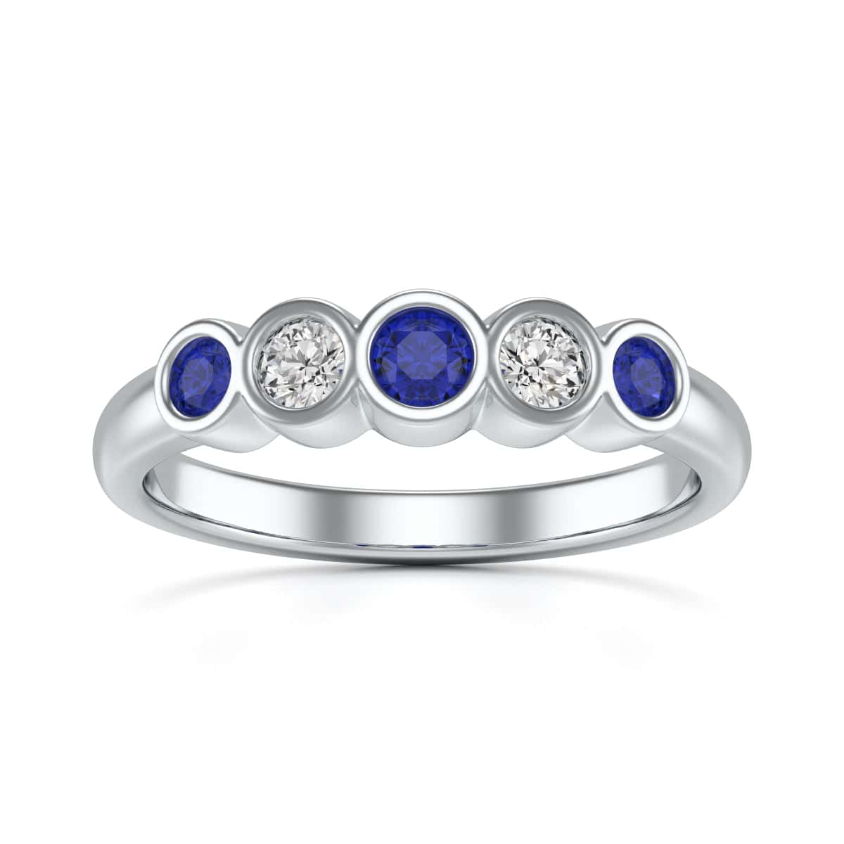 Blue Sapphire and Diamond Rubover Dress Ring